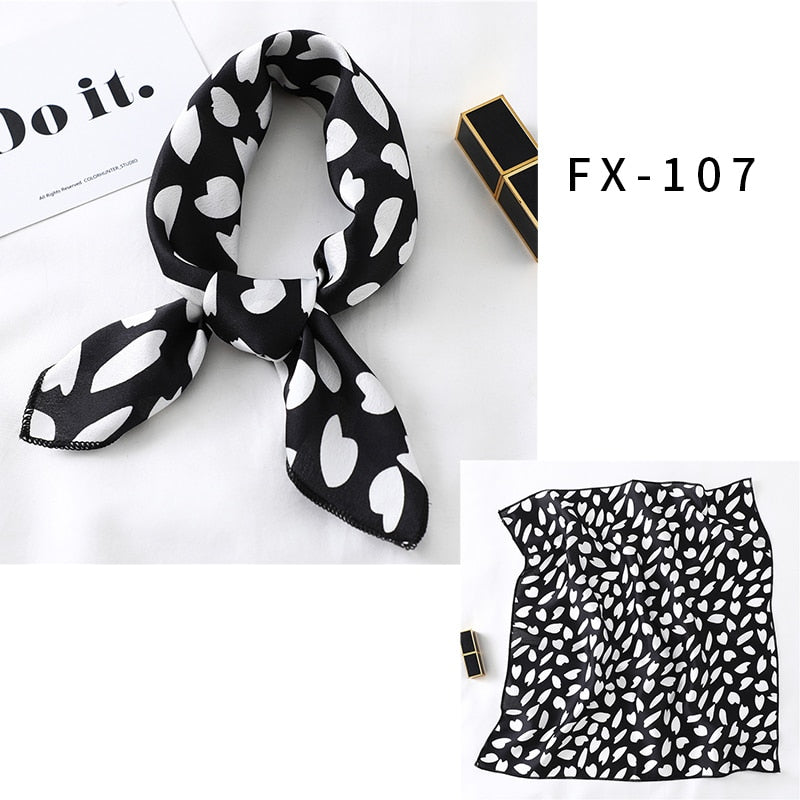 2022 Square Silk Scarf Women Fashion Print Small Neck Scarfs Office Lady Hair Band Foulard Hand Kerchief Female Bandana Shawl