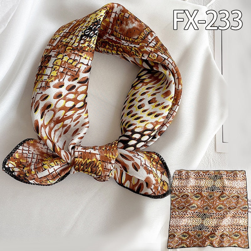 2022 Square Silk Scarf Women Fashion Print Small Neck Scarfs Office Lady Hair Band Foulard Hand Kerchief Female Bandana Shawl