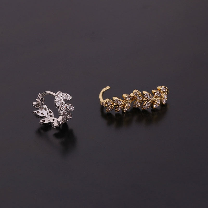 1Piece Plate Stainless Steel Earrings for Women Jewelry 2022 Zircon Star Round Leaf Piercing Stud Earrings for Teens