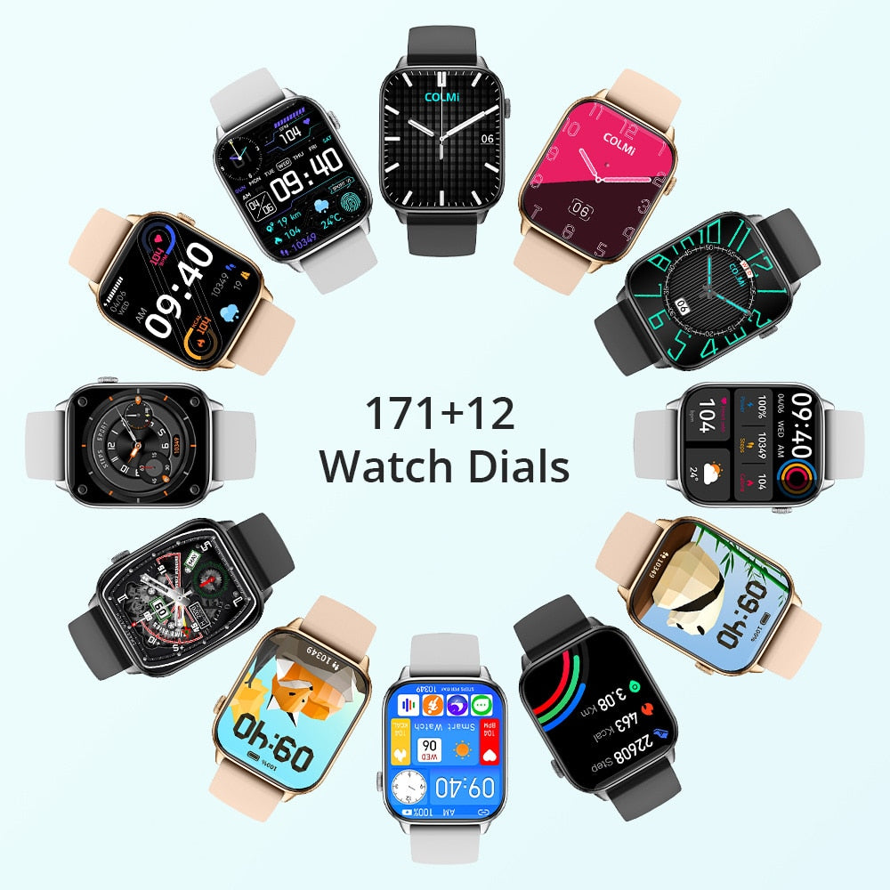 COLMI C60 Smartwatch 1.9 inch Full Screen Bluetooth Calling Heart Rate Sleep Monitor 100 Sport Models Smart Watch For Men Women
