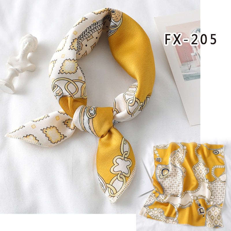 2022 Square Silk Scarf Women Fashion Print Small Neck Scarfs Office Lady Hair Band Foulard Hand Kerchief Female Bandana Shawl