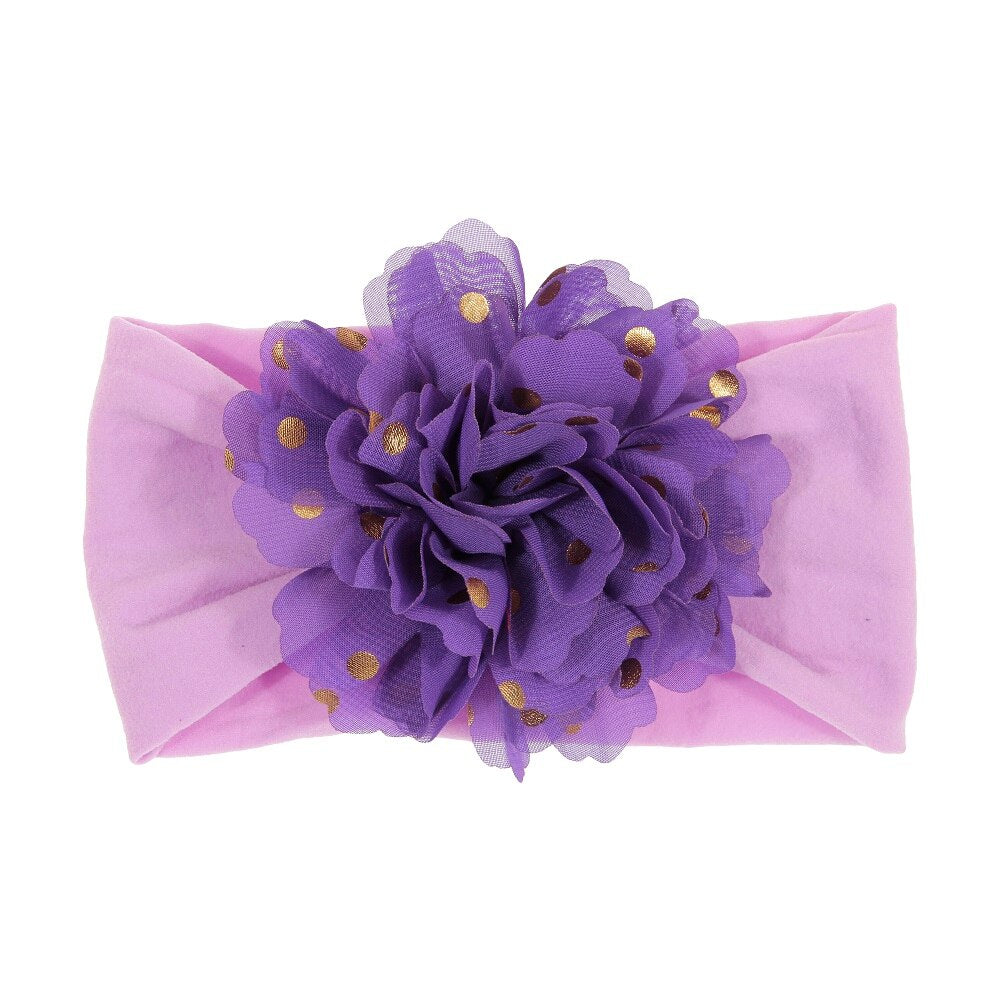 Nishine Soft Stretch Satin Rose Flower Baby Headband Newborn Knot Wide Nylon Headwraps Turban Girls Headwear Kids Photo Props