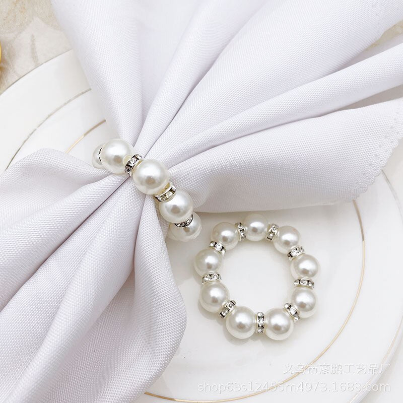 Set Of 6 Napkin Rings Holder Beads Simple And Elegant For Wedding Decoration Dinner Parties Housewarming Gift Everyday Use