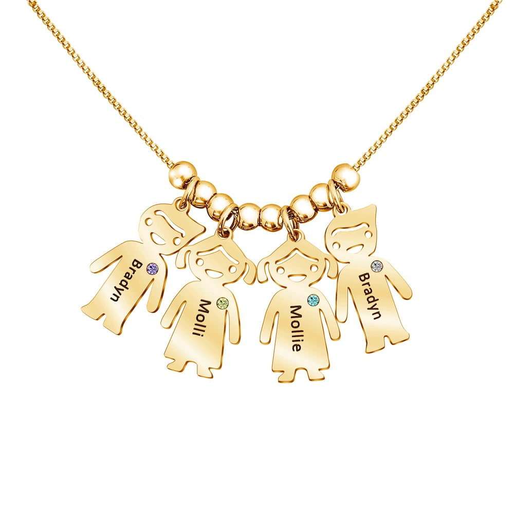 PolishedPlus Personalize Necklace for Women Gift Customize Name Necklaces Cute Baby Charm with Birthstone Pendant Mother&#39;s Day