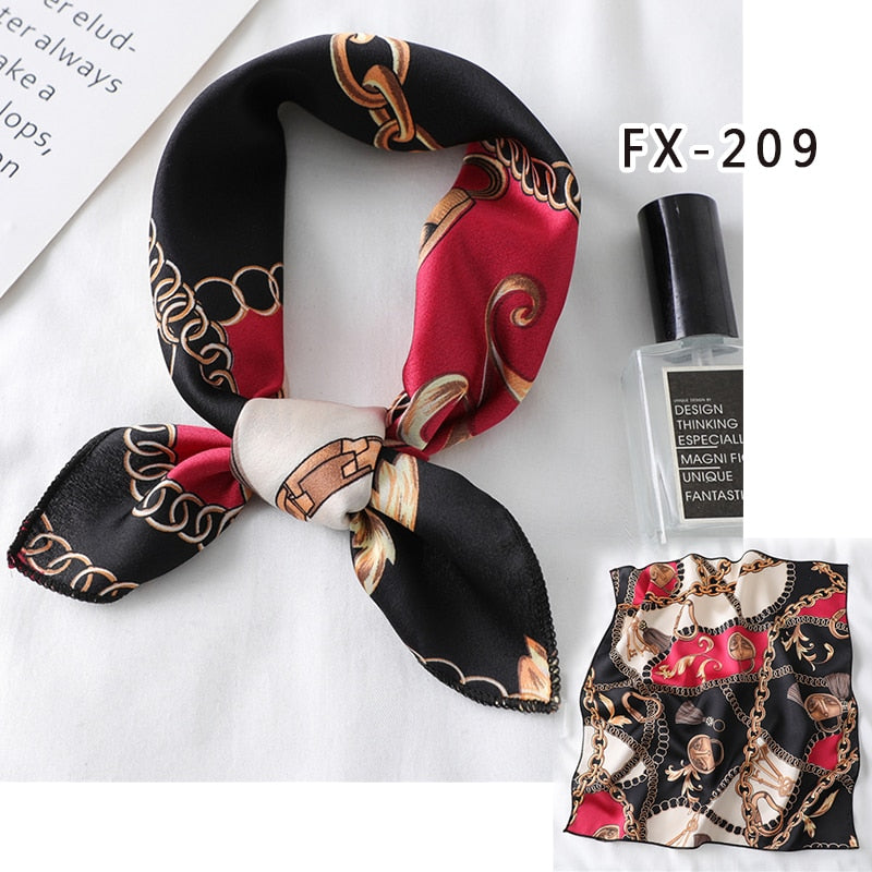 2022 Square Silk Scarf Women Fashion Print Small Neck Scarfs Office Lady Hair Band Foulard Hand Kerchief Female Bandana Shawl