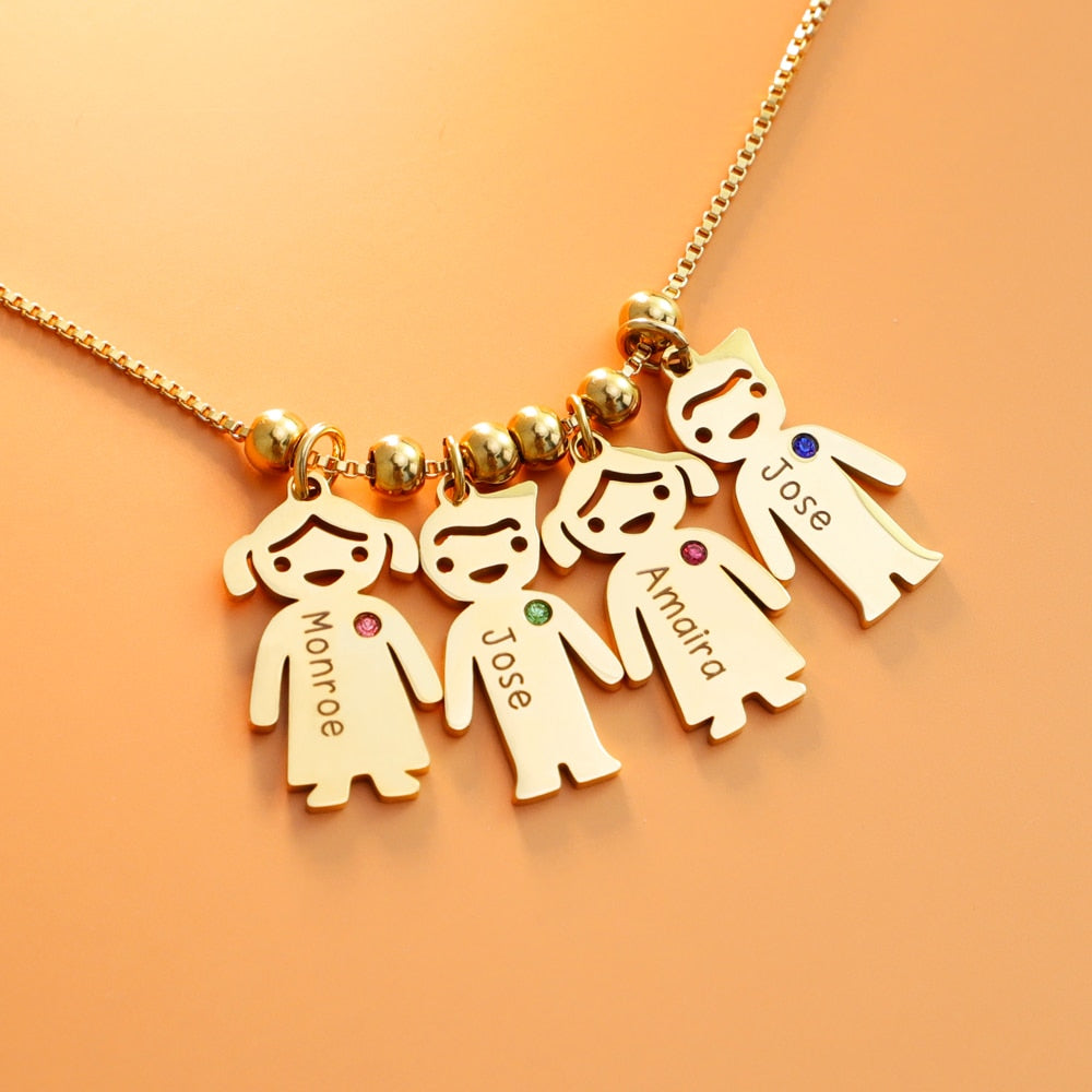 PolishedPlus Personalize Necklace for Women Gift Customize Name Necklaces Cute Baby Charm with Birthstone Pendant Mother&#39;s Day