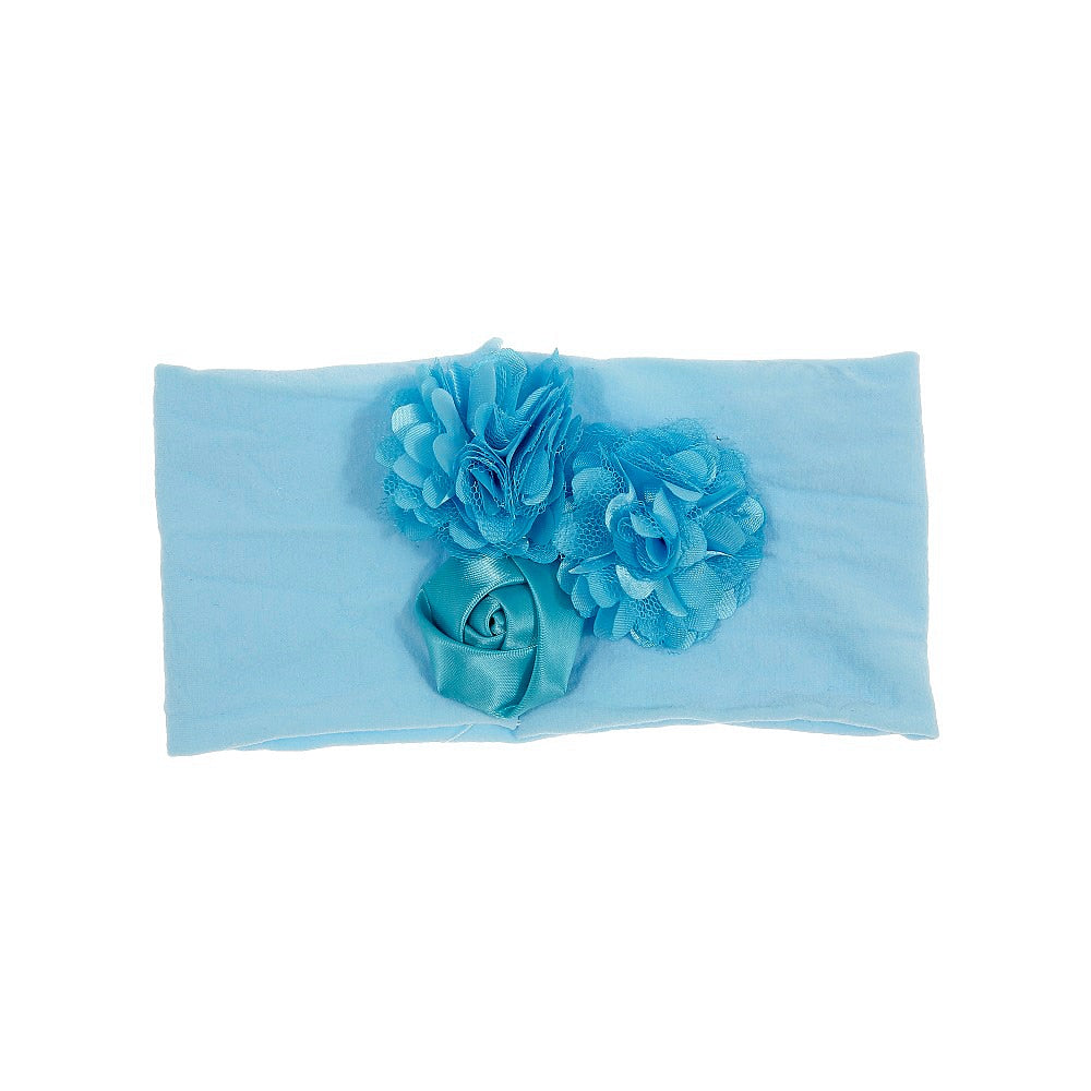 Nishine Soft Stretch Satin Rose Flower Baby Headband Newborn Knot Wide Nylon Headwraps Turban Girls Headwear Kids Photo Props