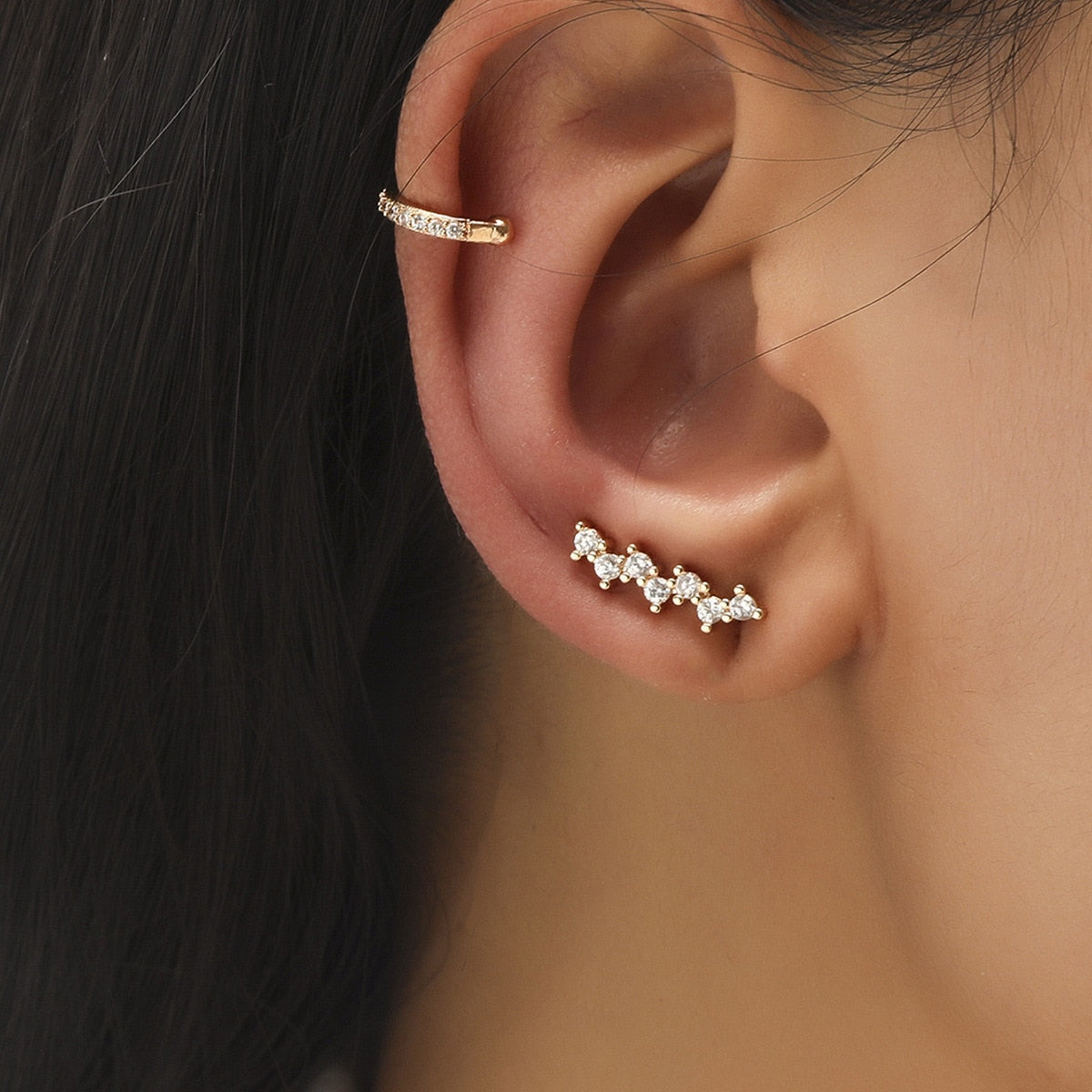 Trendy Bohemian No Piercing Crystal Rhinestone Ear Cuff Earrings for Women Wrap Stud Clip Earrings Girl Earrings Jewelry Bijoux