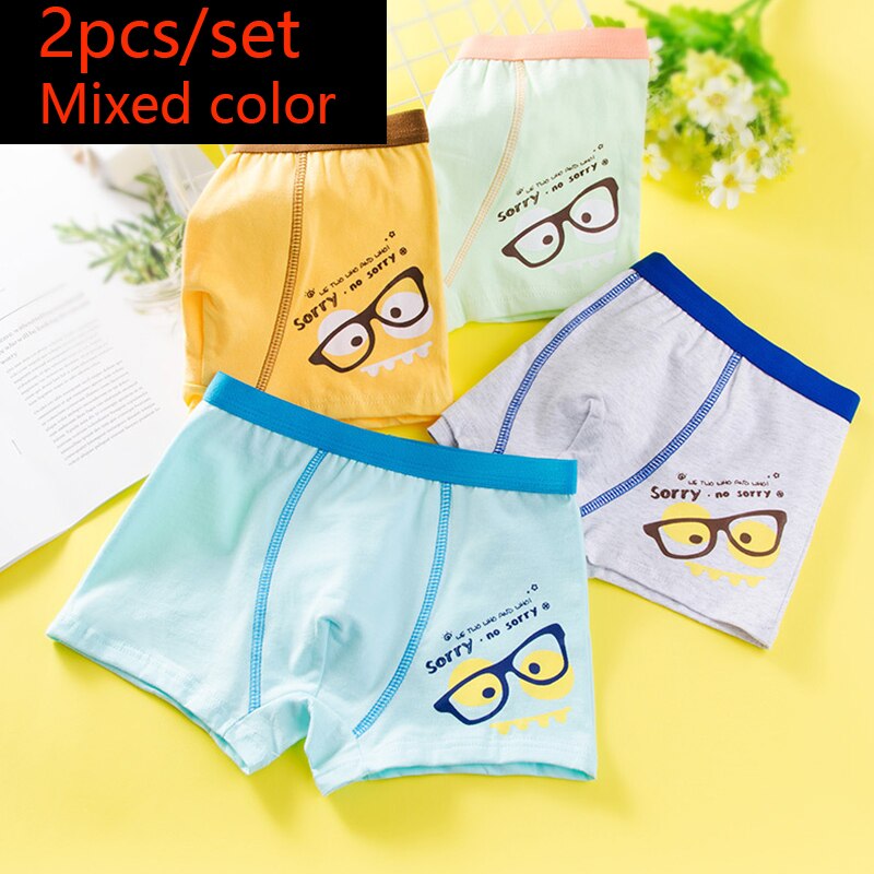 HH 2 Piece Kids Boys Underwear Cartoon Children&#39;s Shorts Panties for Baby Boy Toddler Boxers Stripes Teenagers Cotton Underpants
