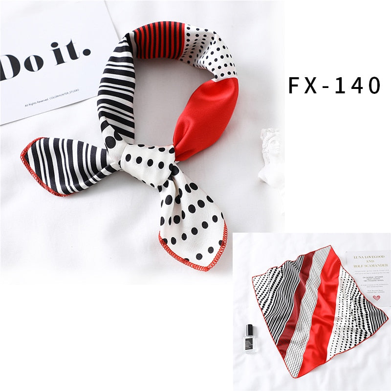 2022 Square Silk Scarf Women Fashion Print Small Neck Scarfs Office Lady Hair Band Foulard Hand Kerchief Female Bandana Shawl