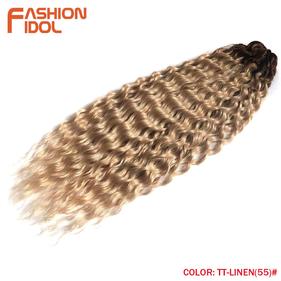 Ariel Curl Hair Water Wave Twist Crochet Hair Synthetic Braid Hair Ombre Blonde Pink 22 Inch Deep Wave Braiding Hair Extension