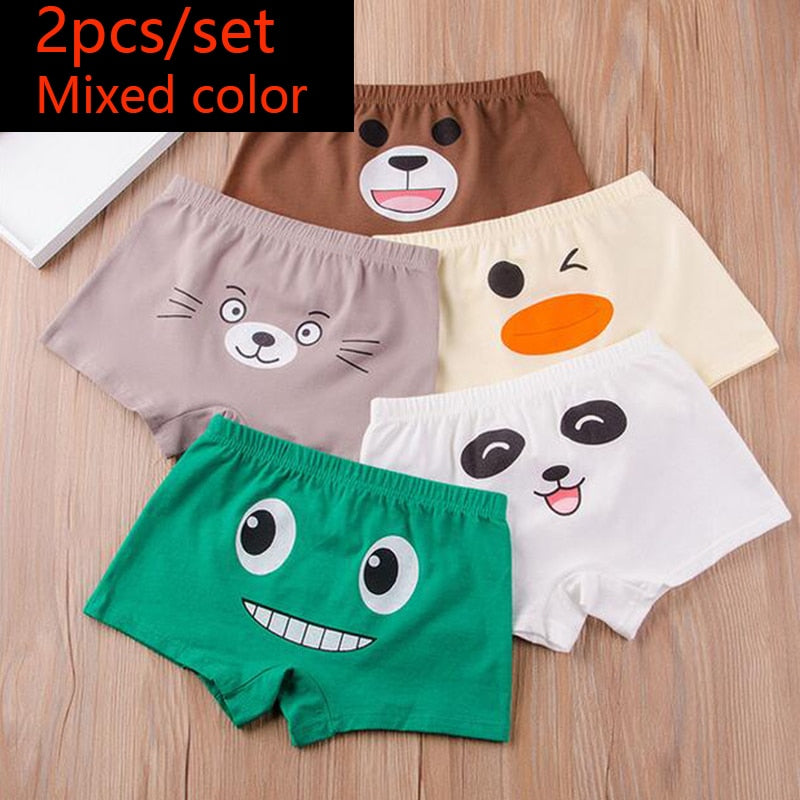 HH 2 Piece Kids Boys Underwear Cartoon Children&#39;s Shorts Panties for Baby Boy Toddler Boxers Stripes Teenagers Cotton Underpants