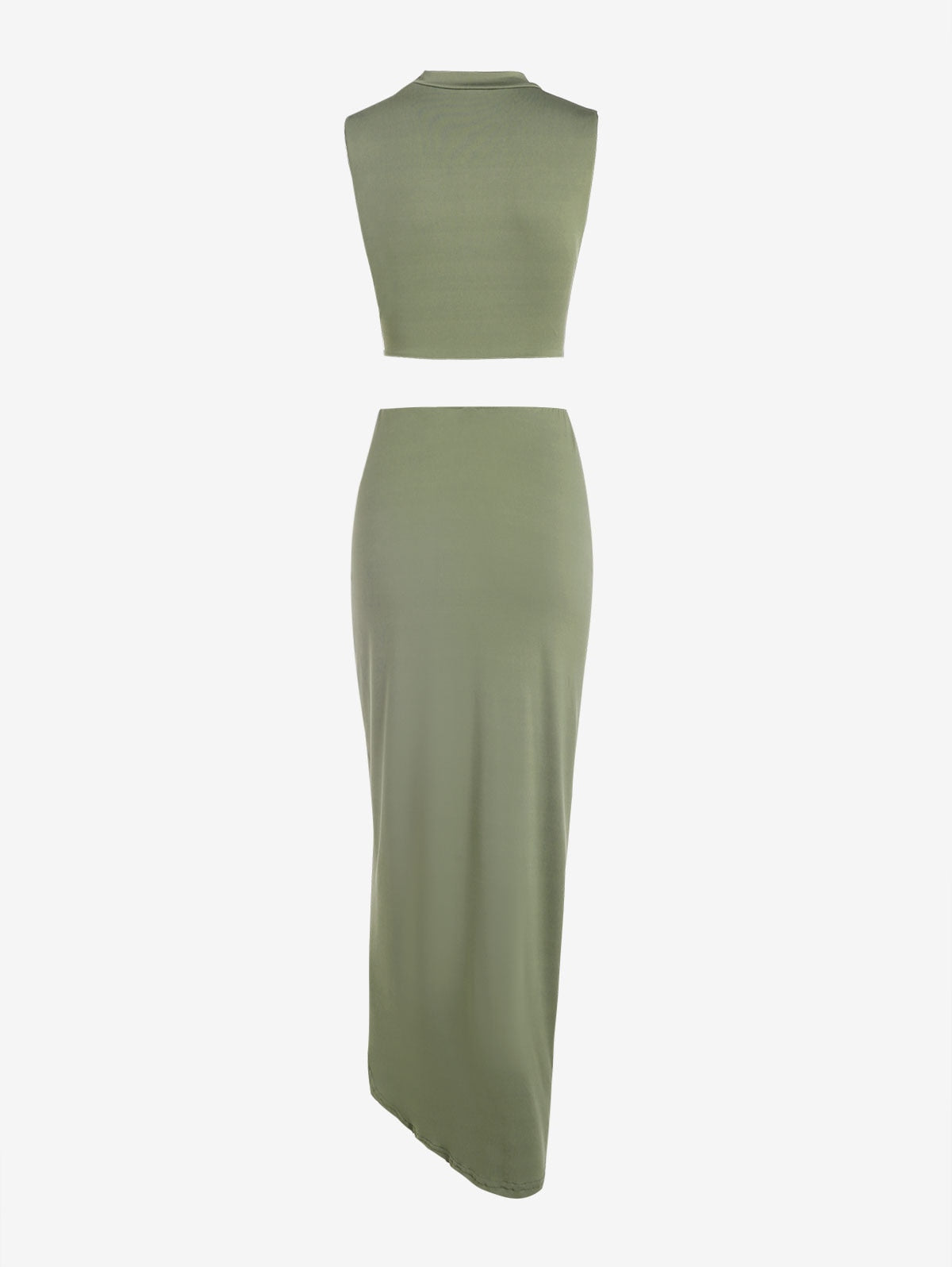 ZAFUL Women’s 2 Pieces Dress Set Sexy Sleeveless Crop Tank Side Slit Twist Skirt Bodycon Maxi Dresses Summer