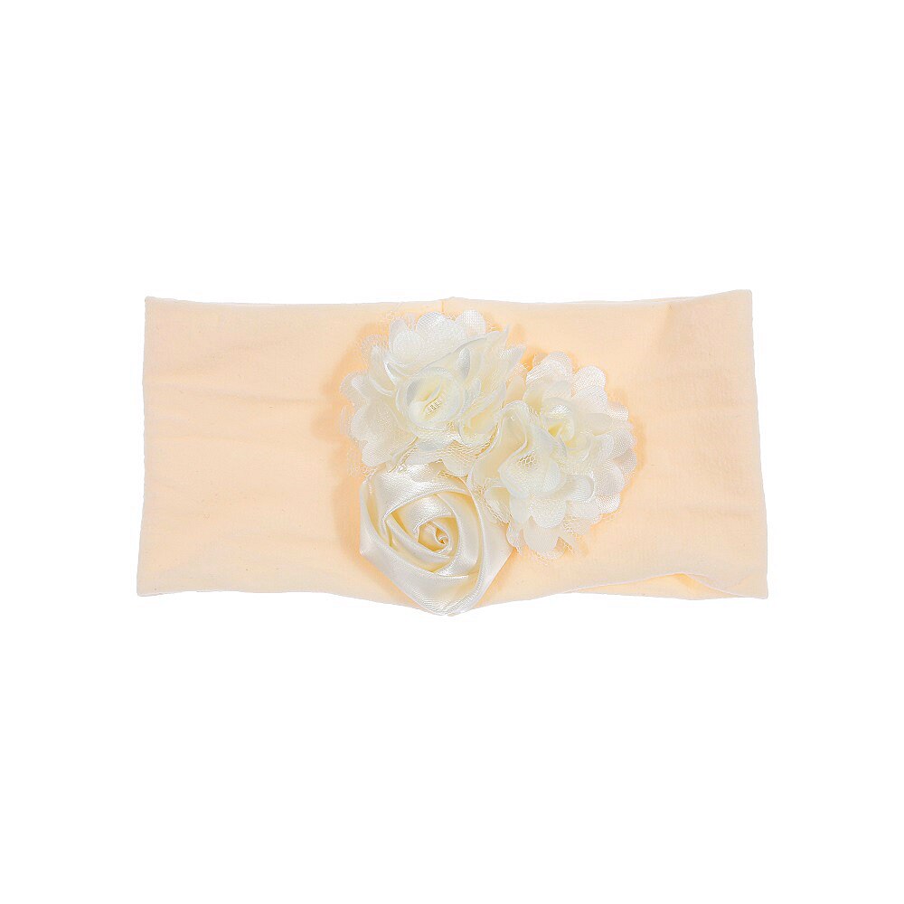 Nishine Soft Stretch Satin Rose Flower Baby Headband Newborn Knot Wide Nylon Headwraps Turban Girls Headwear Kids Photo Props