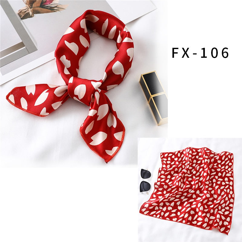 2022 Square Silk Scarf Women Fashion Print Small Neck Scarfs Office Lady Hair Band Foulard Hand Kerchief Female Bandana Shawl