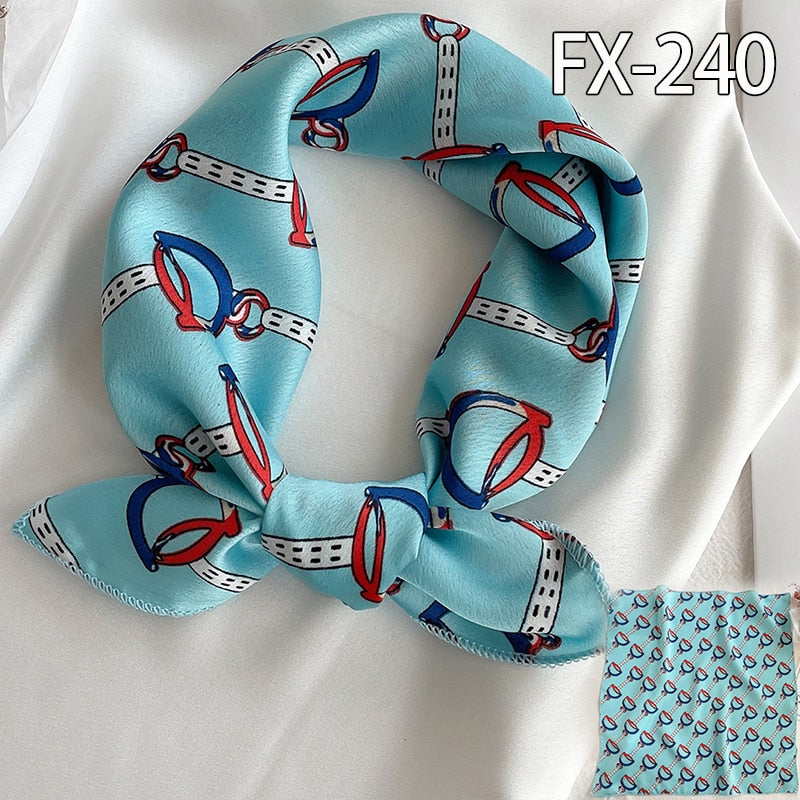 2022 Square Silk Scarf Women Fashion Print Small Neck Scarfs Office Lady Hair Band Foulard Hand Kerchief Female Bandana Shawl