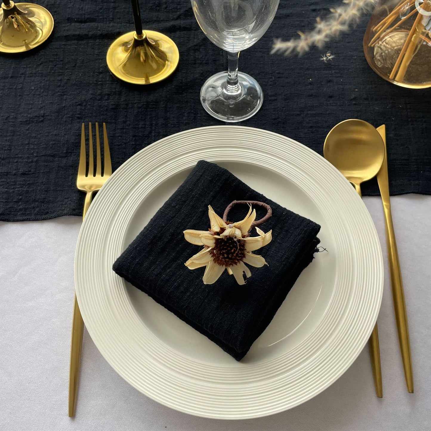 4PCS Decoration Mariage Gauze Crepe Cloth Napkins Pure Cotton Fabric Wedding Decor Everyday Use Dinner Tea Towel Table Village