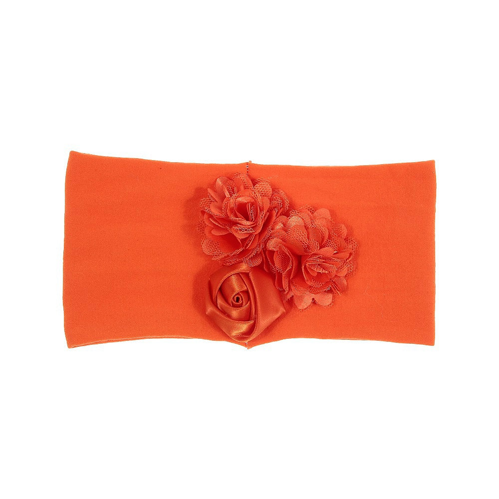 Nishine Soft Stretch Satin Rose Flower Baby Headband Newborn Knot Wide Nylon Headwraps Turban Girls Headwear Kids Photo Props