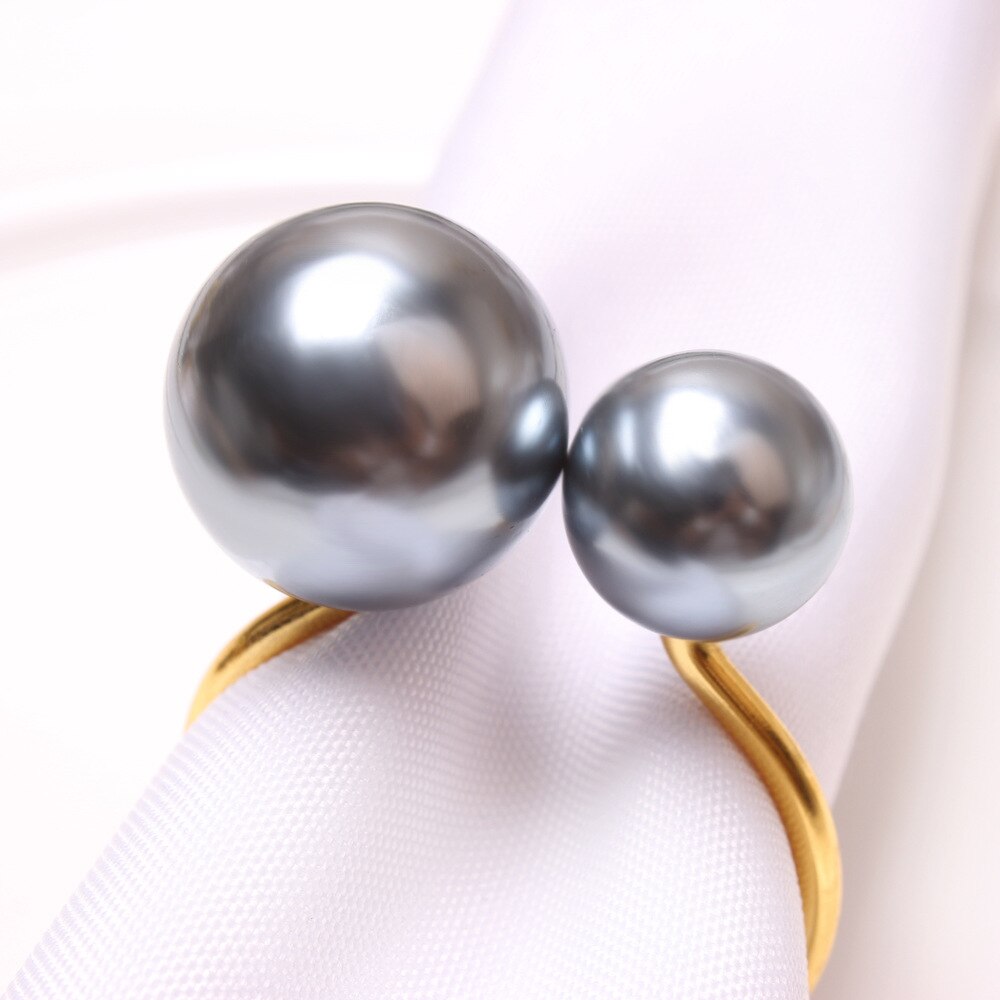 Set Of 6 Napkin Rings Holder Beads Simple And Elegant For Wedding Decoration Dinner Parties Housewarming Gift Everyday Use