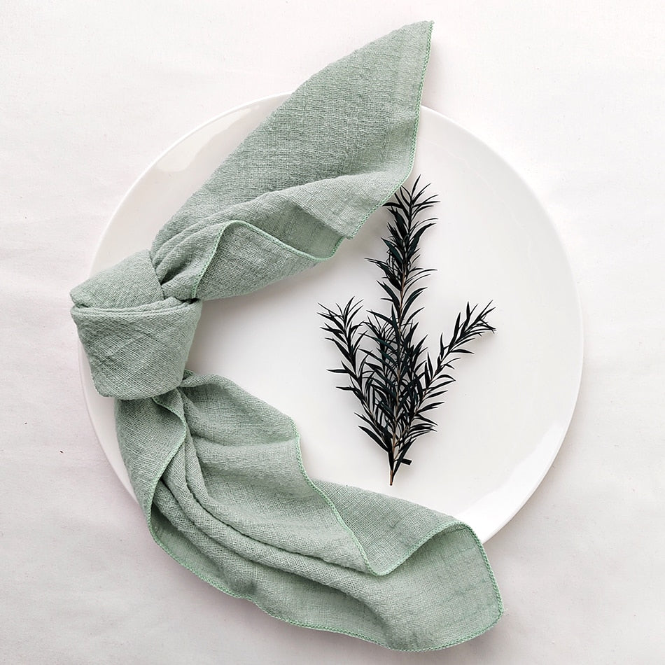 10PCS Sage Green Gauze Crepe Cloth Napkins Pack Pure Cotton Fabric 40x40cm Wedding Decor Everyday Use Dinner Tea Towel