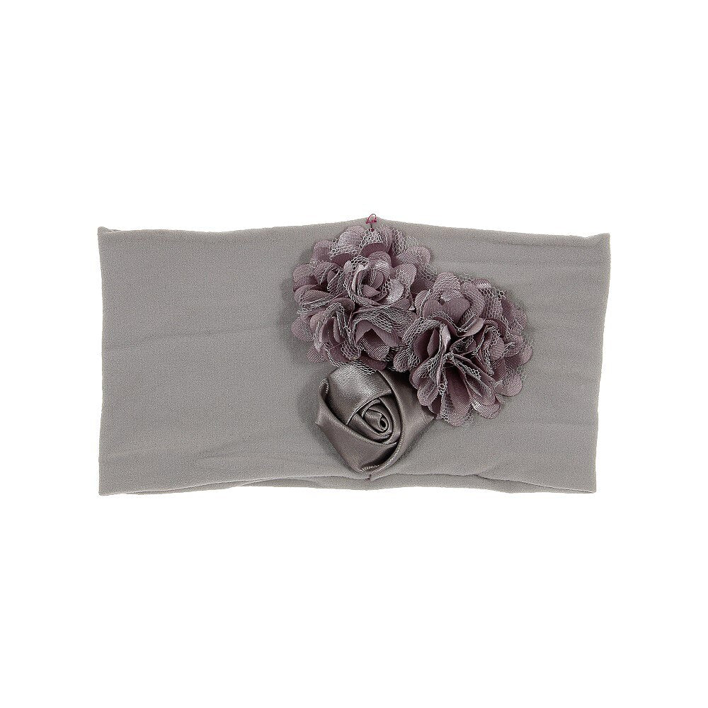 Nishine Soft Stretch Satin Rose Flower Baby Headband Newborn Knot Wide Nylon Headwraps Turban Girls Headwear Kids Photo Props