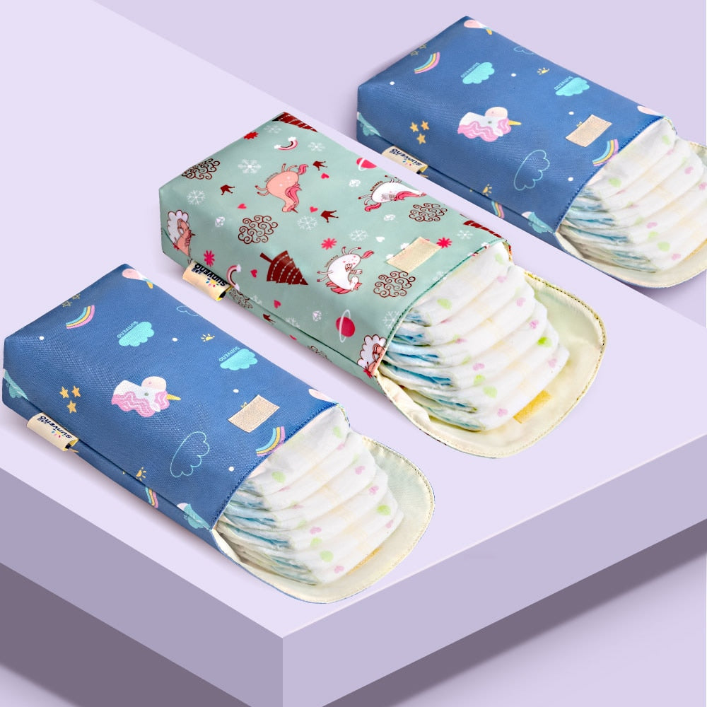 Sunveno Baby Diaper Bag Organizer Reusable Waterproof Wet/Dry Cloth Bag Mummy Storage Nappy Bag for Disposable diaper Clothing