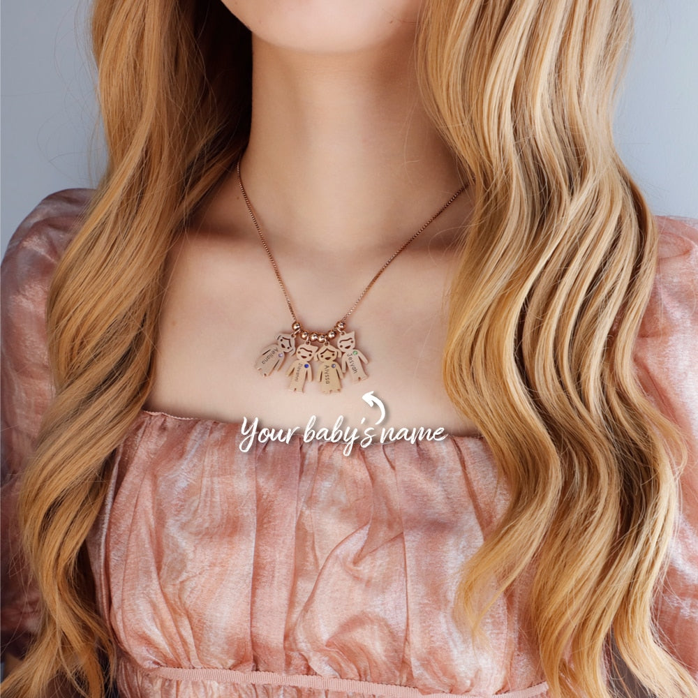 PolishedPlus Personalize Necklace for Women Gift Customize Name Necklaces Cute Baby Charm with Birthstone Pendant Mother&#39;s Day