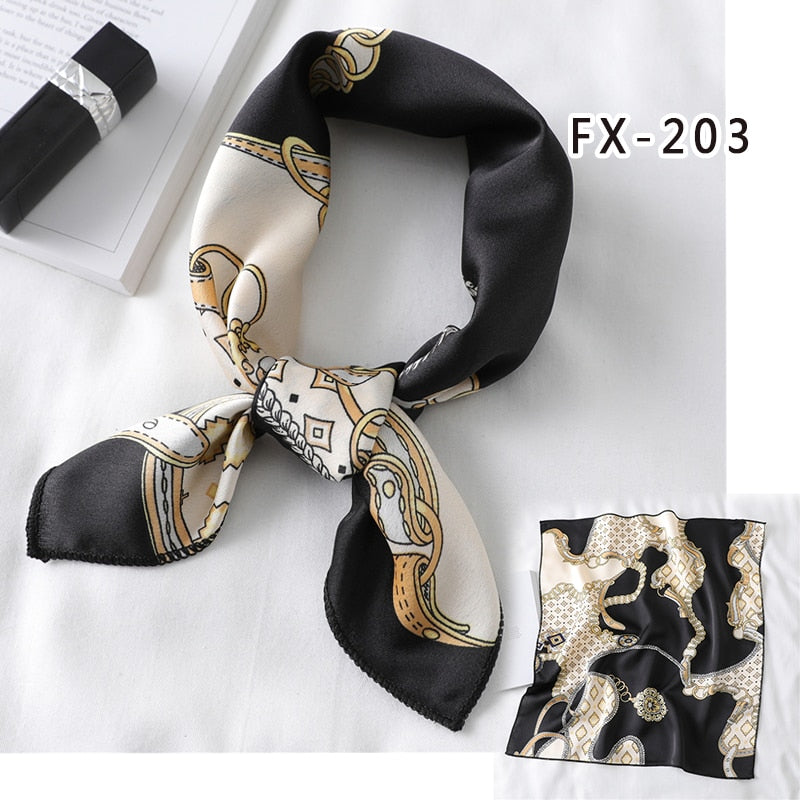 2022 Square Silk Scarf Women Fashion Print Small Neck Scarfs Office Lady Hair Band Foulard Hand Kerchief Female Bandana Shawl