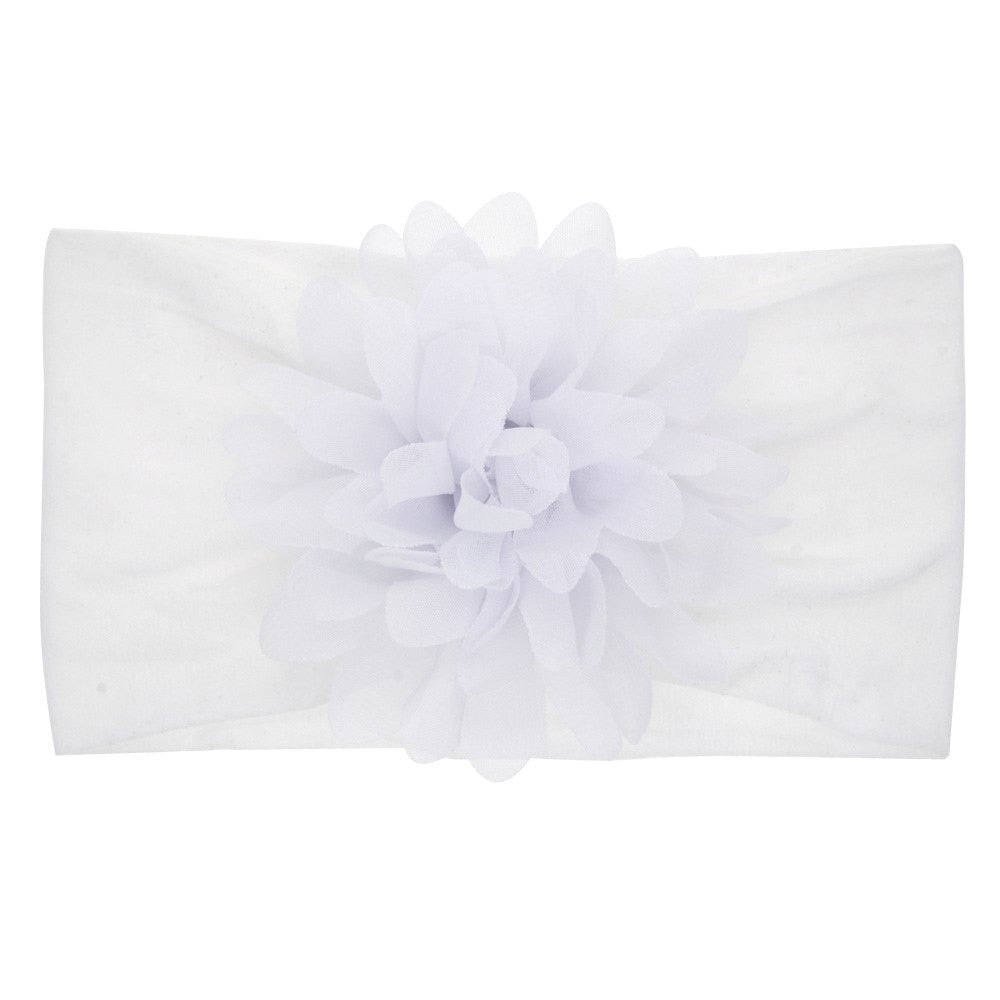 Nishine Soft Stretch Satin Rose Flower Baby Headband Newborn Knot Wide Nylon Headwraps Turban Girls Headwear Kids Photo Props