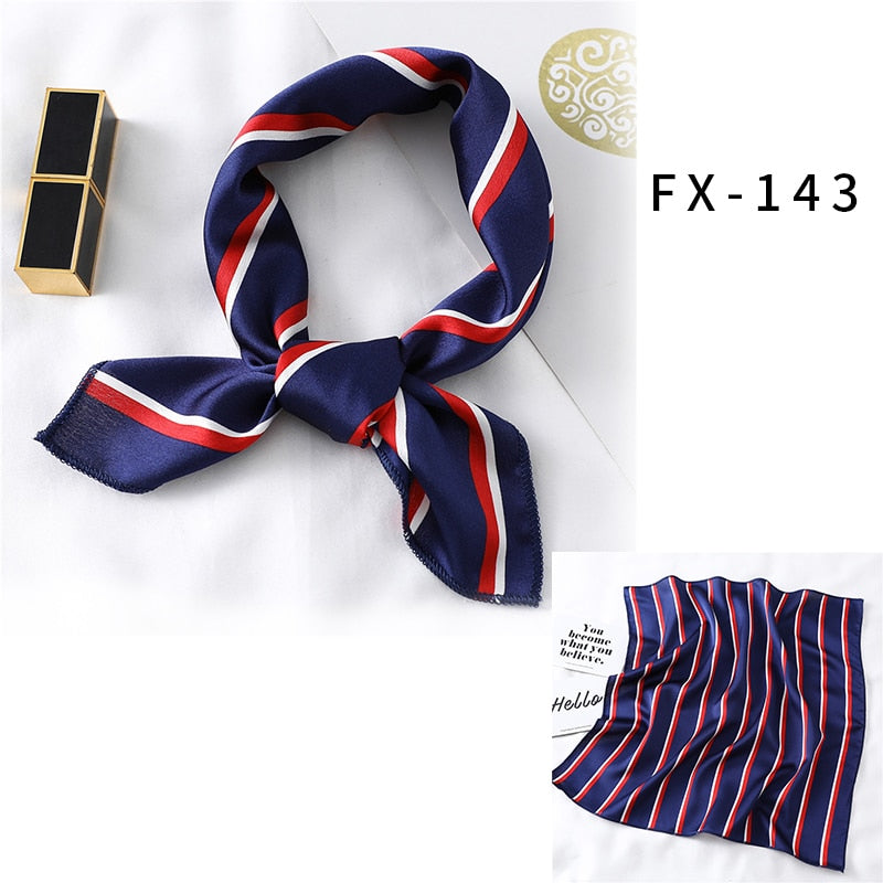 2022 Square Silk Scarf Women Fashion Print Small Neck Scarfs Office Lady Hair Band Foulard Hand Kerchief Female Bandana Shawl