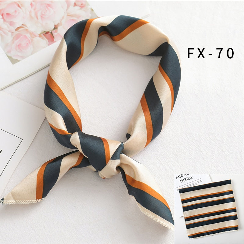 2022 Square Silk Scarf Women Fashion Print Small Neck Scarfs Office Lady Hair Band Foulard Hand Kerchief Female Bandana Shawl