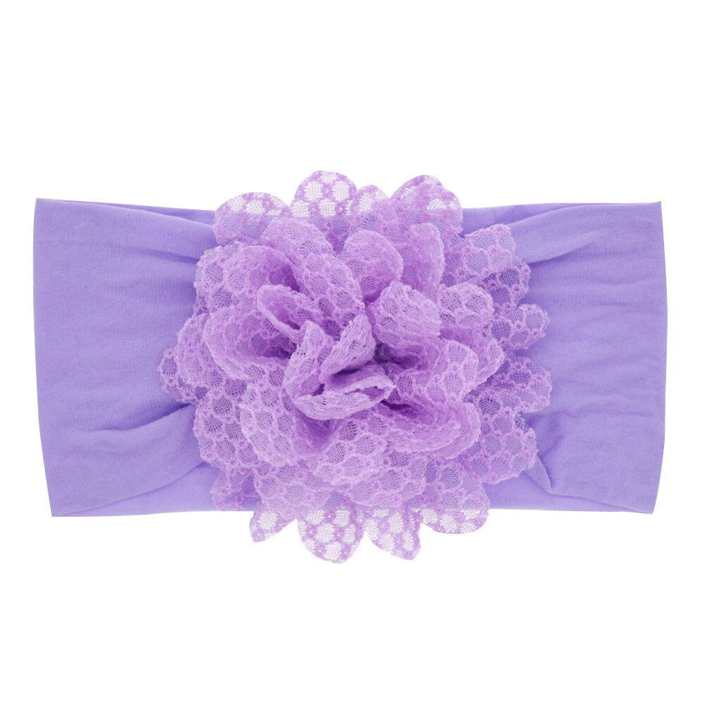 Nishine Soft Stretch Satin Rose Flower Baby Headband Newborn Knot Wide Nylon Headwraps Turban Girls Headwear Kids Photo Props