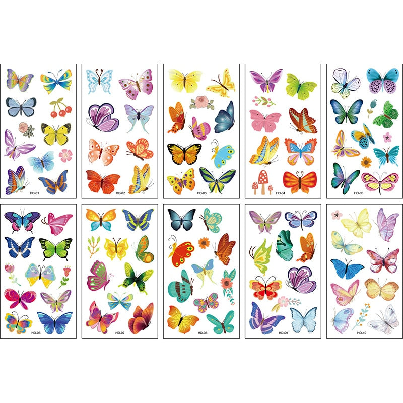10Sheets/lot Children Cute Cartoon Unicorn Temporary Tattoo Stickers Baby Shower Kids Body Makeup Sticker Tattoos Mermaid Party