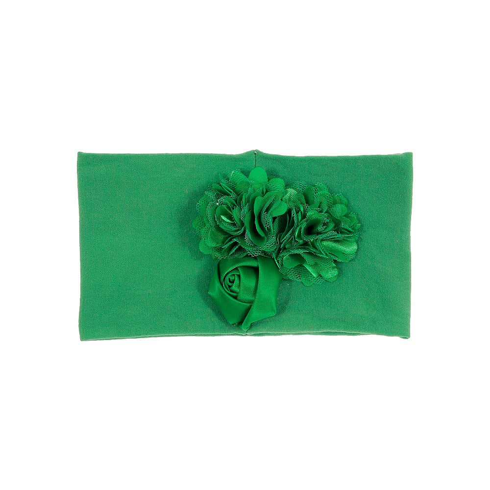 Nishine Soft Stretch Satin Rose Flower Baby Headband Newborn Knot Wide Nylon Headwraps Turban Girls Headwear Kids Photo Props