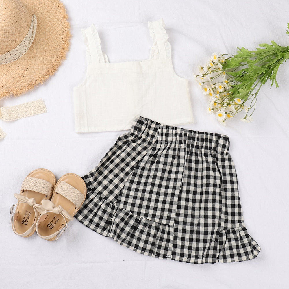 Bear Leader Girls Clothing Sets New Summer Sleeveless T-shirt+Print Bow Skirt 2Pcs for Kids Clothing Sets Baby Clothes Outfits