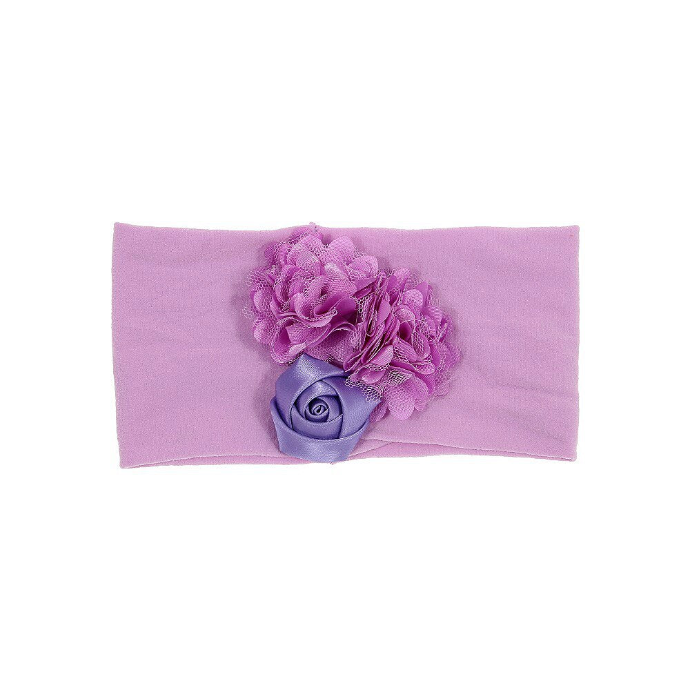 Nishine Soft Stretch Satin Rose Flower Baby Headband Newborn Knot Wide Nylon Headwraps Turban Girls Headwear Kids Photo Props