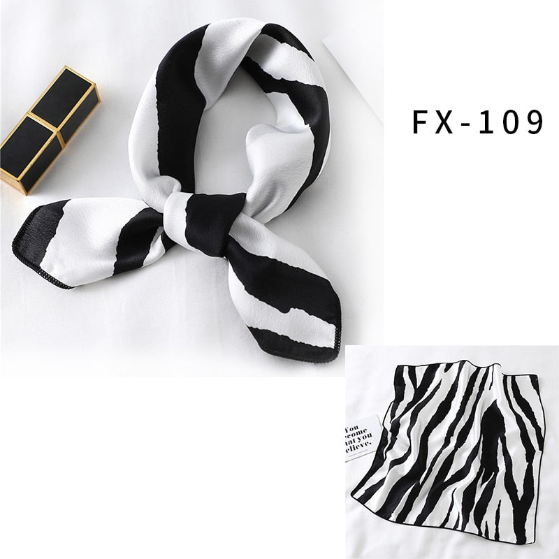 2022 Square Silk Scarf Women Fashion Print Small Neck Scarfs Office Lady Hair Band Foulard Hand Kerchief Female Bandana Shawl