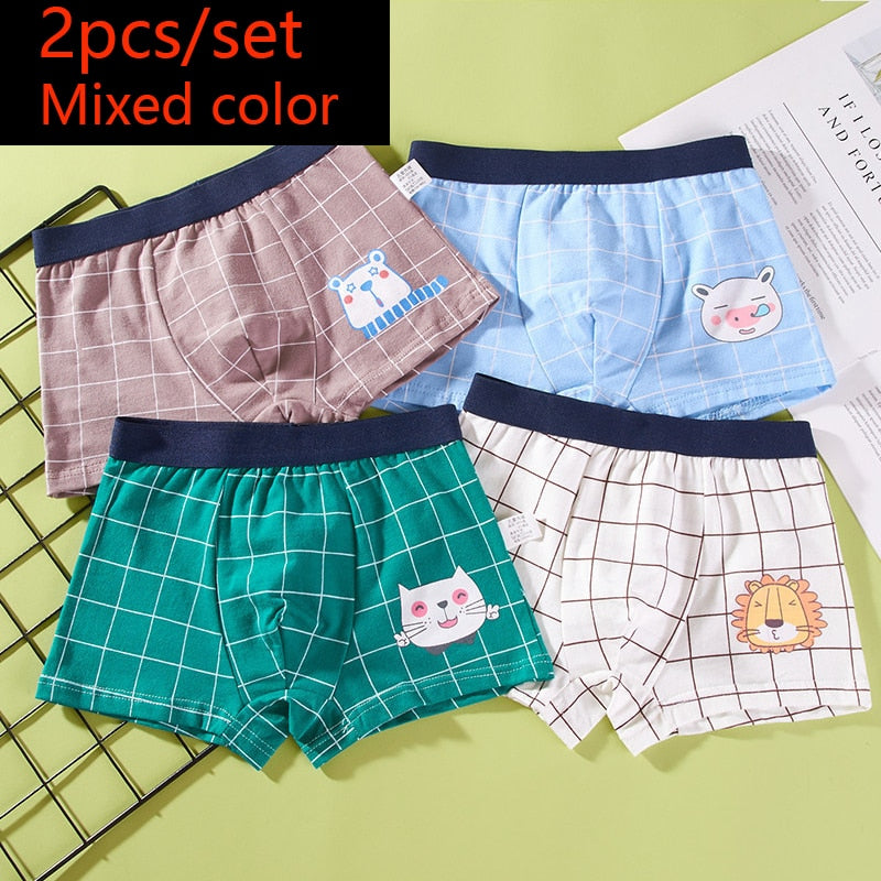 HH 2 Piece Kids Boys Underwear Cartoon Children&#39;s Shorts Panties for Baby Boy Toddler Boxers Stripes Teenagers Cotton Underpants