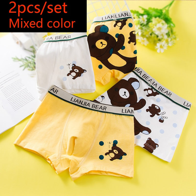 HH 2 Piece Kids Boys Underwear Cartoon Children&#39;s Shorts Panties for Baby Boy Toddler Boxers Stripes Teenagers Cotton Underpants