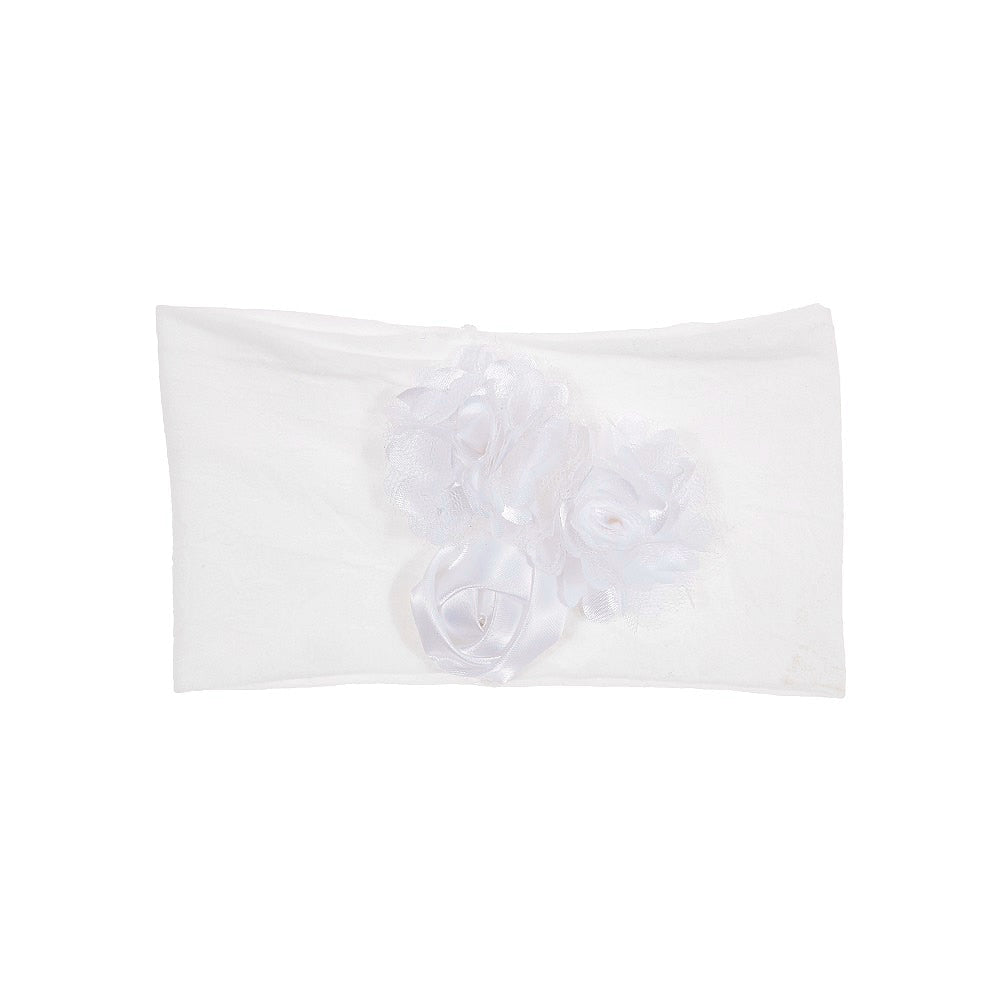 Nishine Soft Stretch Satin Rose Flower Baby Headband Newborn Knot Wide Nylon Headwraps Turban Girls Headwear Kids Photo Props