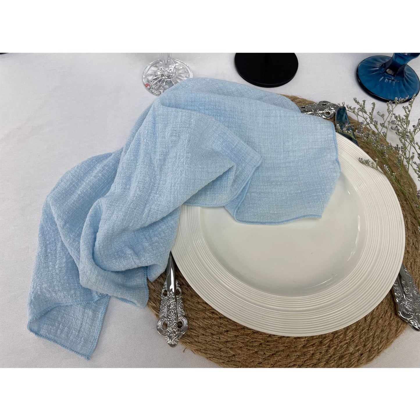 4PCS Decoration Mariage Gauze Crepe Cloth Napkins Pure Cotton Fabric Wedding Decor Everyday Use Dinner Tea Towel Table Village