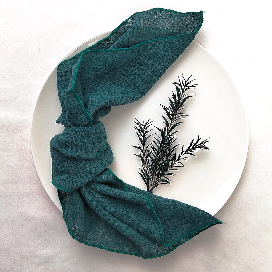 10PCS Sage Green Gauze Crepe Cloth Napkins Pack Pure Cotton Fabric 40x40cm Wedding Decor Everyday Use Dinner Tea Towel