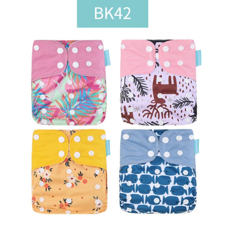 Happyflute 2023 4pcs/set Washable Eco-friendly Baby Cloth Diaper Ecological Adjustable Nappy Reusable Diaper Fit 0-2year 3-15kg