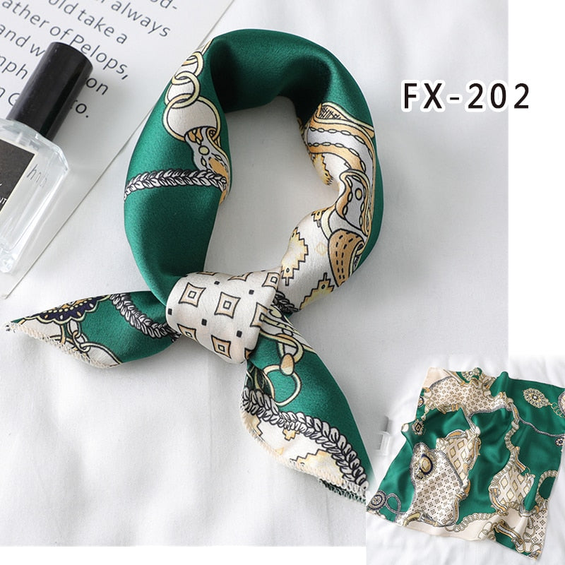 2022 Square Silk Scarf Women Fashion Print Small Neck Scarfs Office Lady Hair Band Foulard Hand Kerchief Female Bandana Shawl