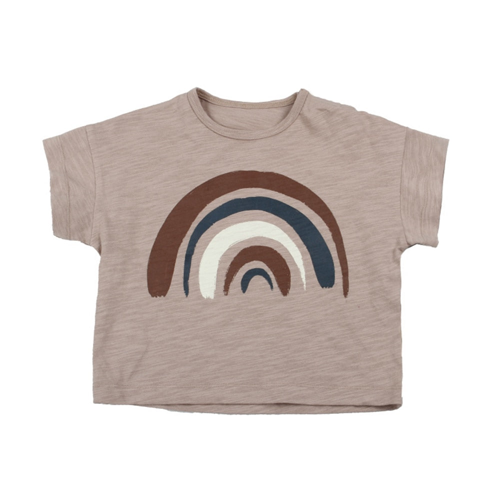 Fashion Kids Summer T-shirts Slub Cotton Toddler Baby Clothes Children Tops Tees For Boys &amp; Girls