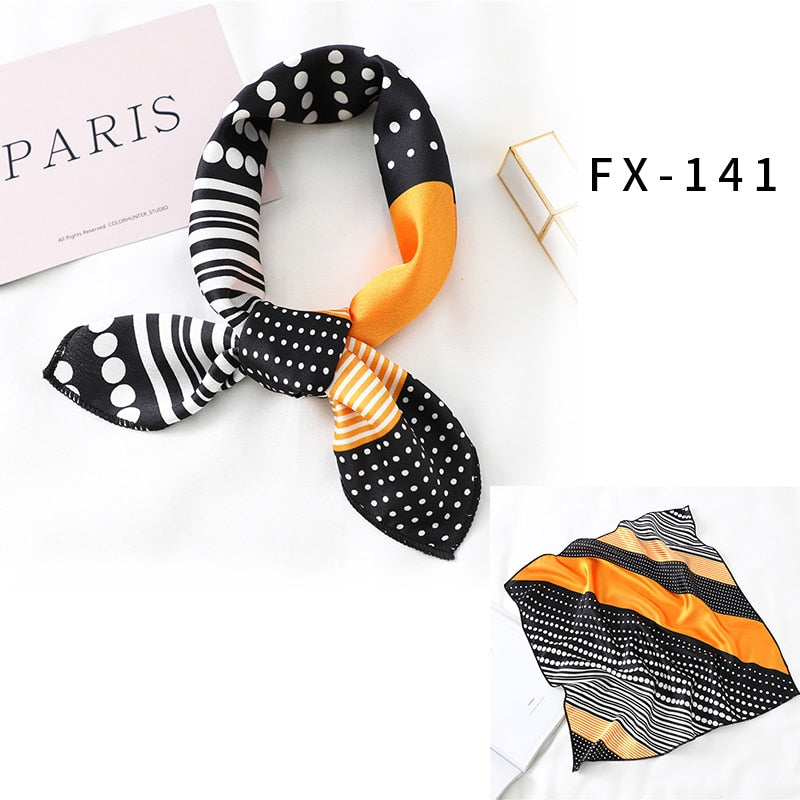 2022 Square Silk Scarf Women Fashion Print Small Neck Scarfs Office Lady Hair Band Foulard Hand Kerchief Female Bandana Shawl