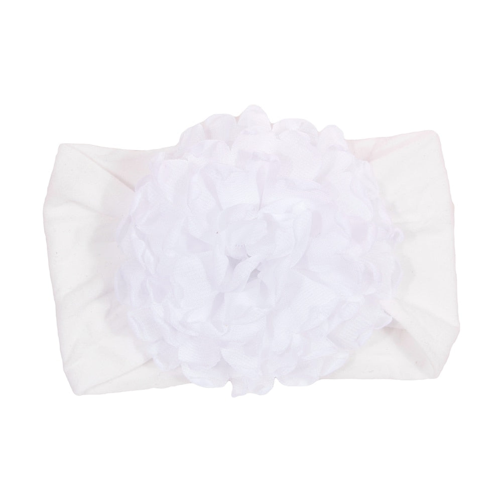 Nishine Soft Stretch Satin Rose Flower Baby Headband Newborn Knot Wide Nylon Headwraps Turban Girls Headwear Kids Photo Props