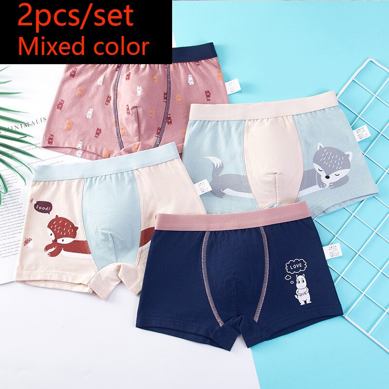 HH 2 Piece Kids Boys Underwear Cartoon Children&#39;s Shorts Panties for Baby Boy Toddler Boxers Stripes Teenagers Cotton Underpants