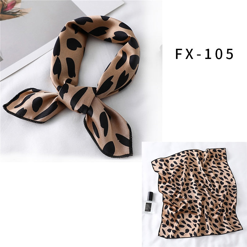 2022 Square Silk Scarf Women Fashion Print Small Neck Scarfs Office Lady Hair Band Foulard Hand Kerchief Female Bandana Shawl