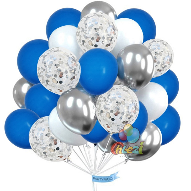 25pcs Confetti Metallic Chorme Balloons Macaroon Latex Ballon Anniversary Wedding Birthday Party Decors Adult Baby Shower Globos